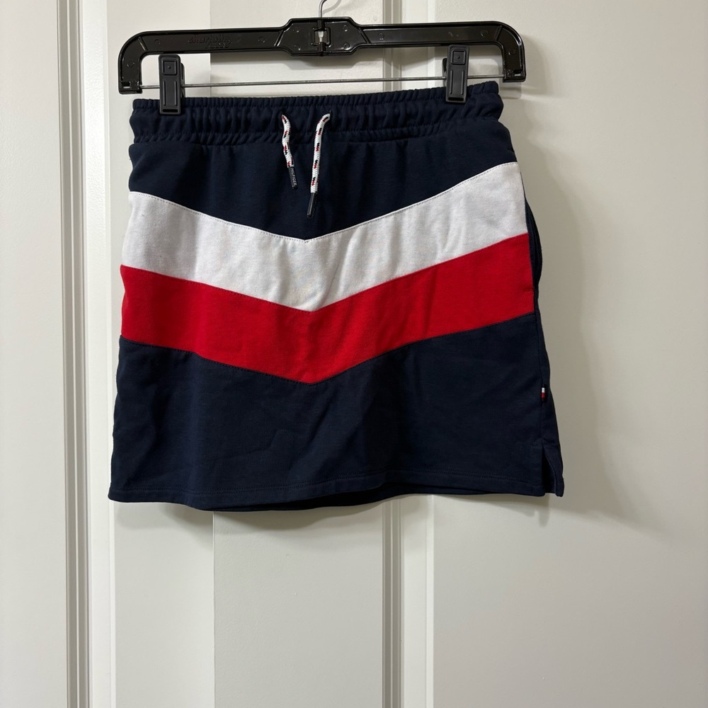 Women's Tommy Hilfiger Red White Blue Striped Mini Skirt Medium (8/10) w/Pockets